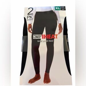 32 Degrees Heat Women's 2-Pack Base Layer Pants, Black, Size XL NWT